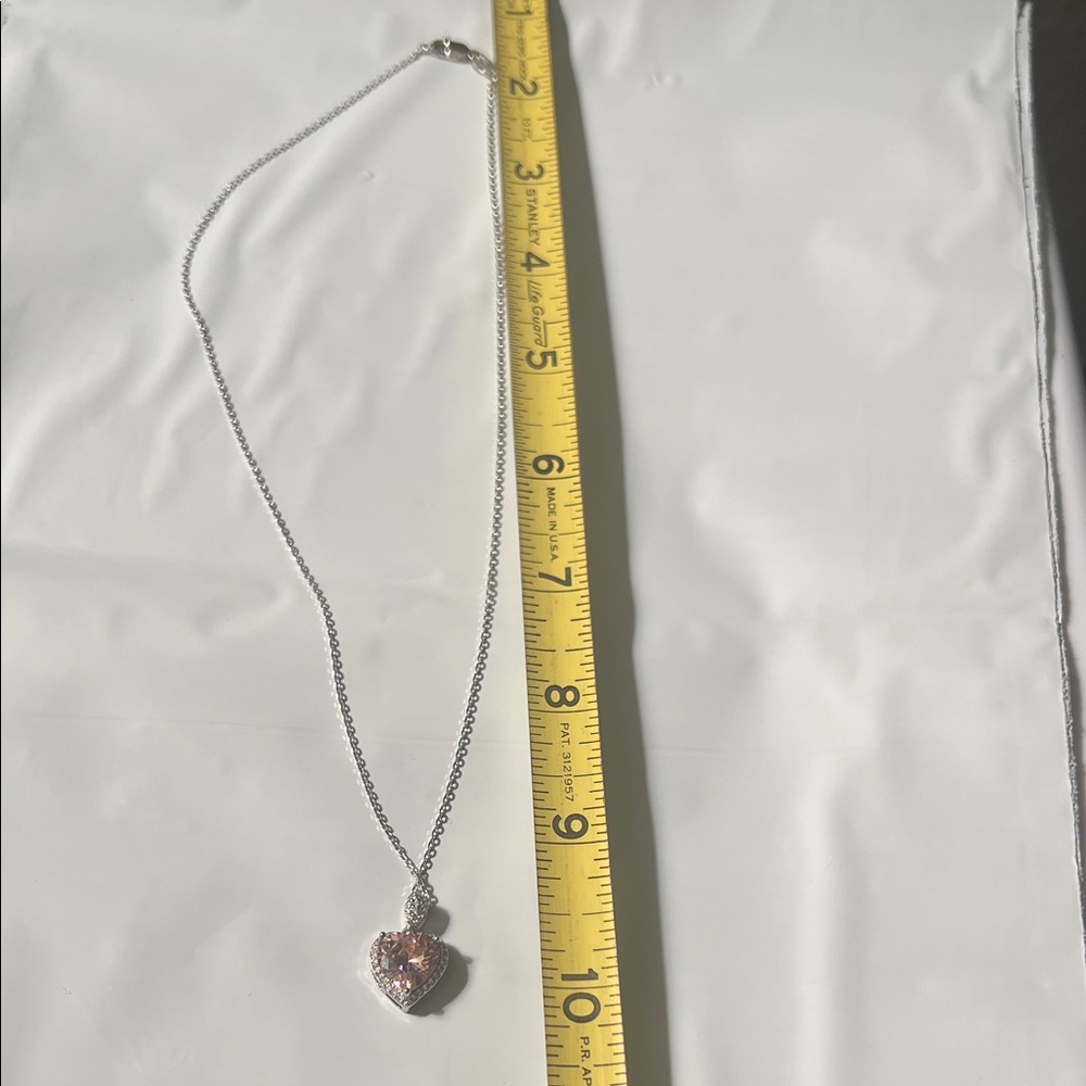 #1074** Elegant 925 Sterling Silver Chain/ Pink Heart Pendant Necklace - Picture 4 of 12
